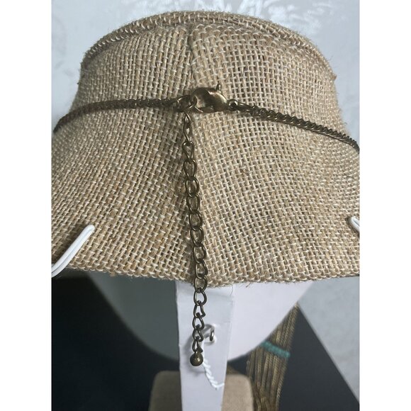 Long Bohemian Necklace With Turquoise Beads & Layered Chains - Picture 2 of 3